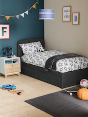 Simple Contemporary Charcoal Grey Kids Matson Trundle Upholstered Bed - Image 2 of 10