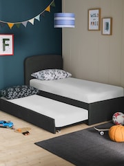 Simple Contemporary Charcoal Grey Kids Matson Trundle Upholstered Bed - Image 5 of 10