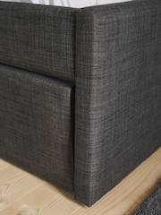 Simple Contemporary Charcoal Grey Kids Matson Trundle Upholstered Bed - Image 7 of 10