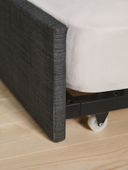 Simple Contemporary Charcoal Grey Kids Matson Trundle Upholstered Bed - Image 8 of 10