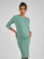JoJo Maman Bébé Sage Green Knitted Maternity Tube Dress - Image 1 of 4