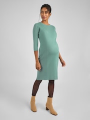 JoJo Maman Bébé Sage Green Knitted Maternity Tube Dress - Image 2 of 4