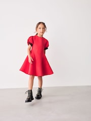 Baker by Ted Baker Red Embossed Mesh Trim Scuba Dress - Image 1 of 8