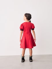 Baker by Ted Baker Red Embossed Mesh Trim Scuba Dress - Image 3 of 8