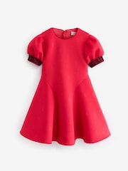 Baker by Ted Baker Red Embossed Mesh Trim Scuba Dress - Image 5 of 8