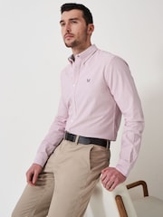 Crew Clothing Red Slim Fit Stripe 100% Cotton Oxford Shirt - Image 1 of 5