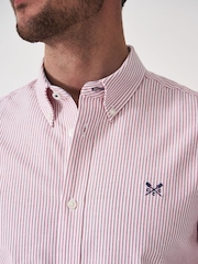 Crew Clothing Red Slim Fit Stripe 100% Cotton Oxford Shirt - Image 4 of 5