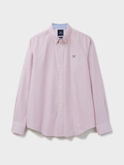 Crew Clothing Red Slim Fit Stripe 100% Cotton Oxford Shirt - Image 5 of 5