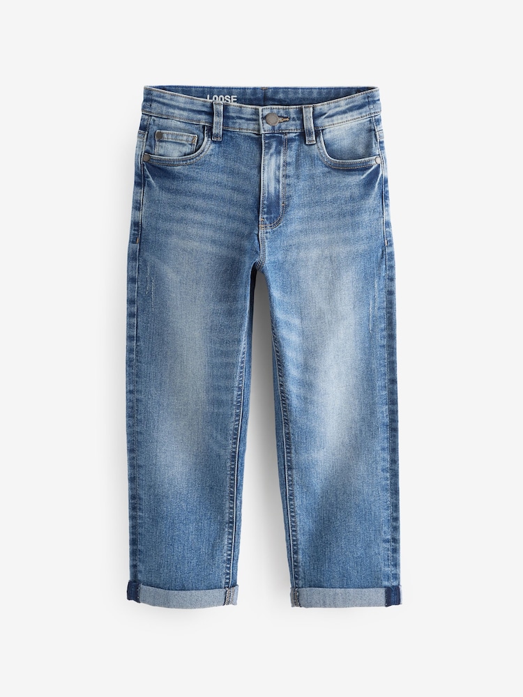 Blue Acid Wash Loose Fit Stretch Jeans (3-17yrs) - Image 1 of 4