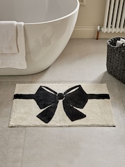Black/White Bow 100% Cotton Bath Mat - Image 1 of 3