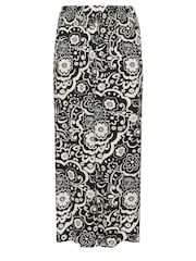 Yours Curve Black Floral Print Shirred Wide Leg Trousers - Image 5 of 5
