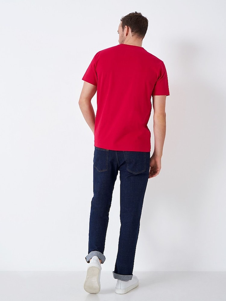 Rot/Chrom - Crew Clothing, klassisches T-Shirt aus 100 % Baumwolle - Bild 2 von 4 Rot/Chrom - Crew Clothing, klassisches T-Shirt aus 100 % Baumwolle - Bild 2 von 4