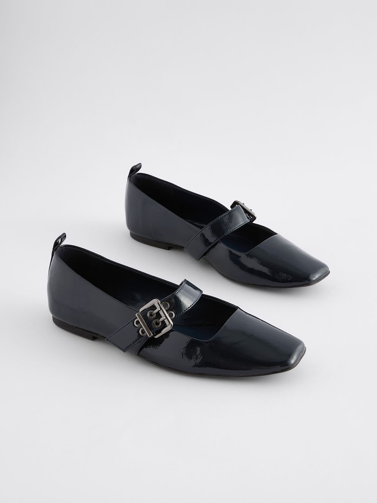 Navy Forever Comfort® Square Toe Eyelet Mary Jane Shoes - Image 1 of 5