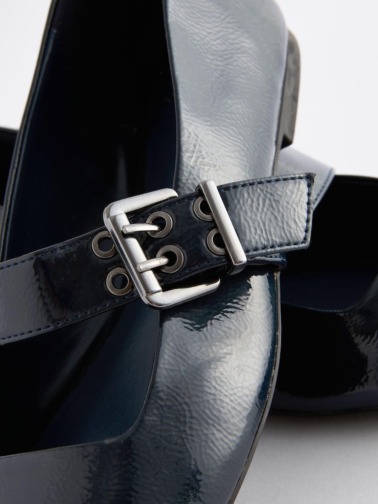 Navy Forever Comfort® Square Toe Eyelet Mary Jane Shoes - Image 5 of 5