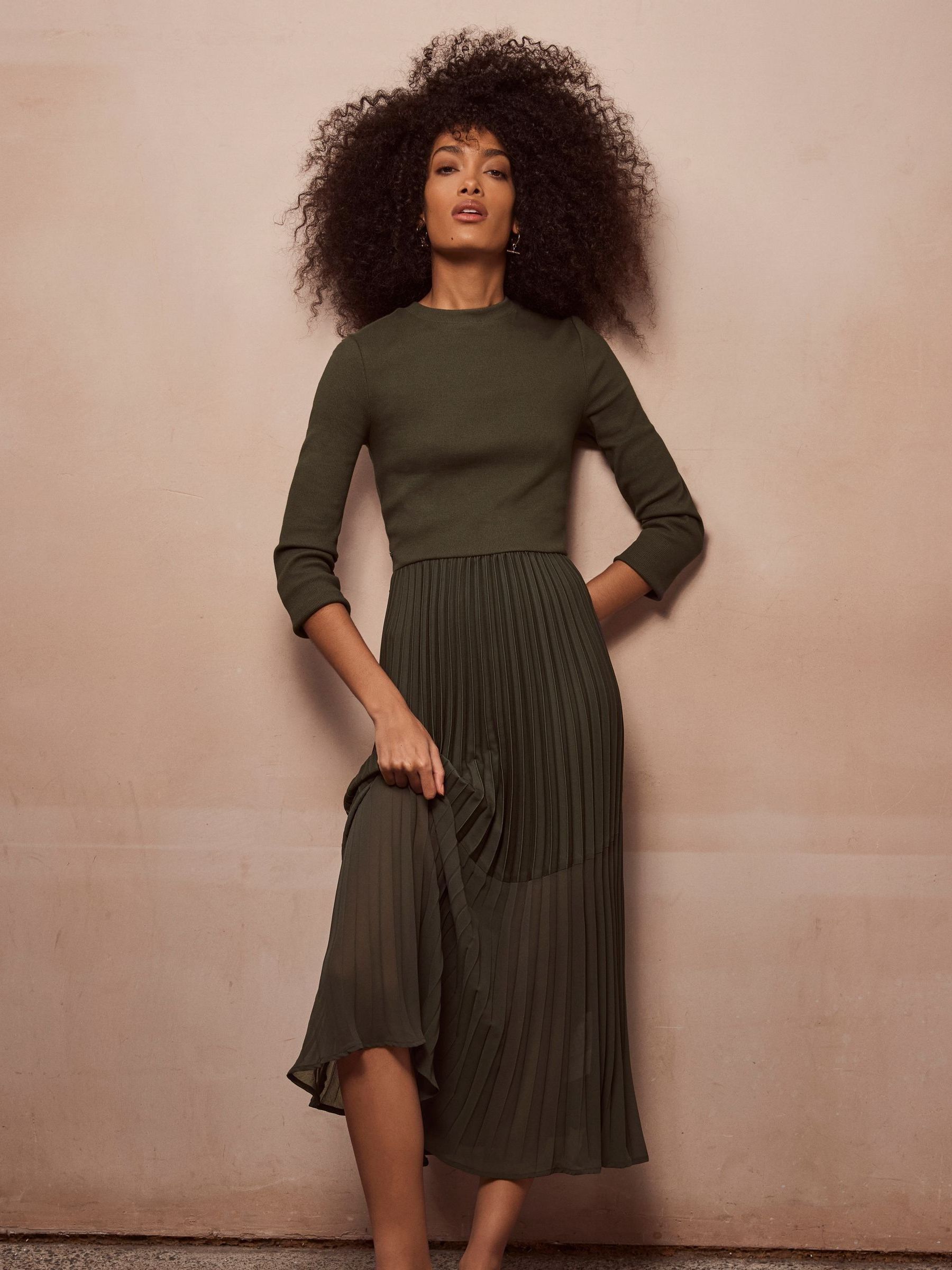 Buy Mint Velvet Green Colour Block Dress from Next Luxembourg