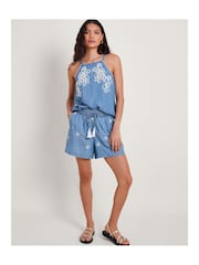 Monsoon Blue Lyrica Embroidered Shorts - Image 1 of 5