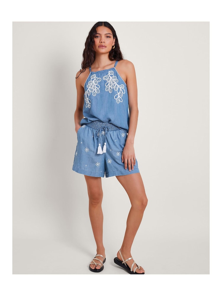Monsoon Blue Lyrica Embroidered Shorts - Image 1 of 5