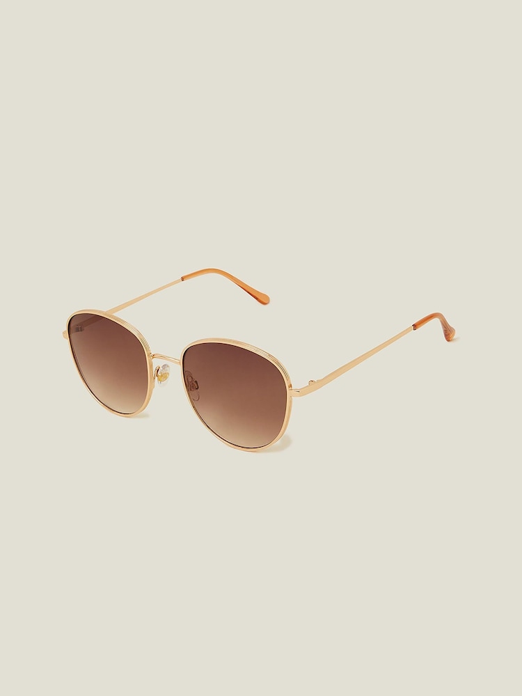 Accessorize Gold Groove Edge Sunglasses - Image 1 of 3