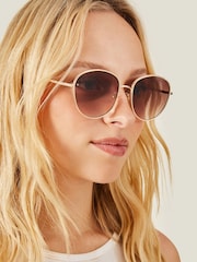 Accessorize Gold Groove Edge Sunglasses - Image 3 of 3