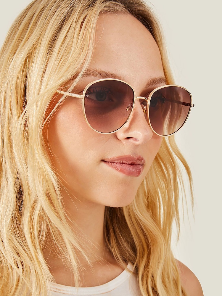 Accessorize Gold Groove Edge Sunglasses - Image 3 of 3