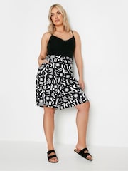 Yours Curve Black Abstract Print Jersey Pull On Shorts - Image 2 of 5