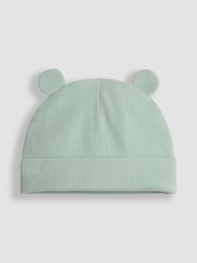 JoJo Maman Bébé Green Rib 2-Pack Baby Hats - Image 4 of 5