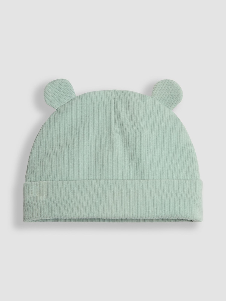 JoJo Maman Bébé Green Rib 2-Pack Baby Hats - Image 4 of 5