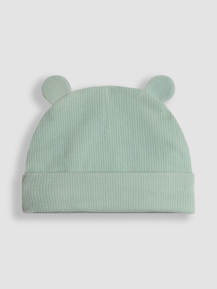 JoJo Maman Bébé Green Rib 2-Pack Baby Hats - Image 5 of 5