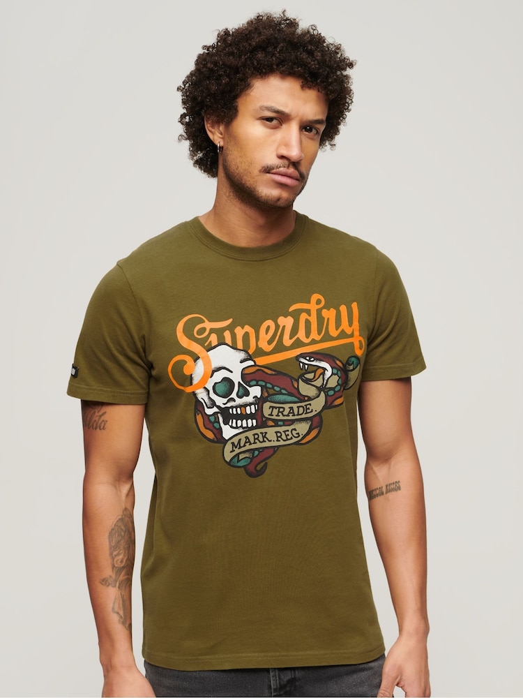 Superdry 100% Cotton Tattoo Script T-Shirt - תמונה 1 מתוך 5