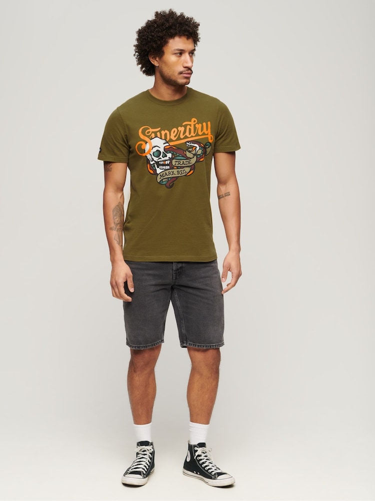 Superdry 100% Cotton Tattoo Script T-Shirt - תמונה 2 מתוך 5