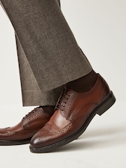 Brown Standard Fit Leather Derby Brogues - Image 1 of 7