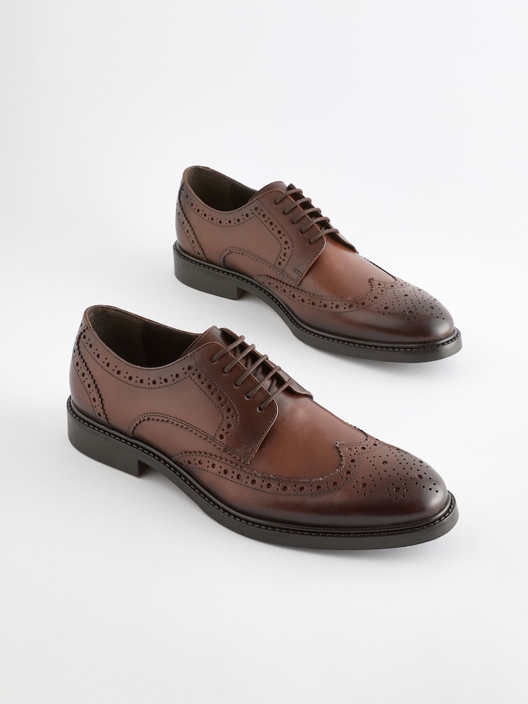 Brown Standard Fit Leather Derby Brogues - Image 2 of 7