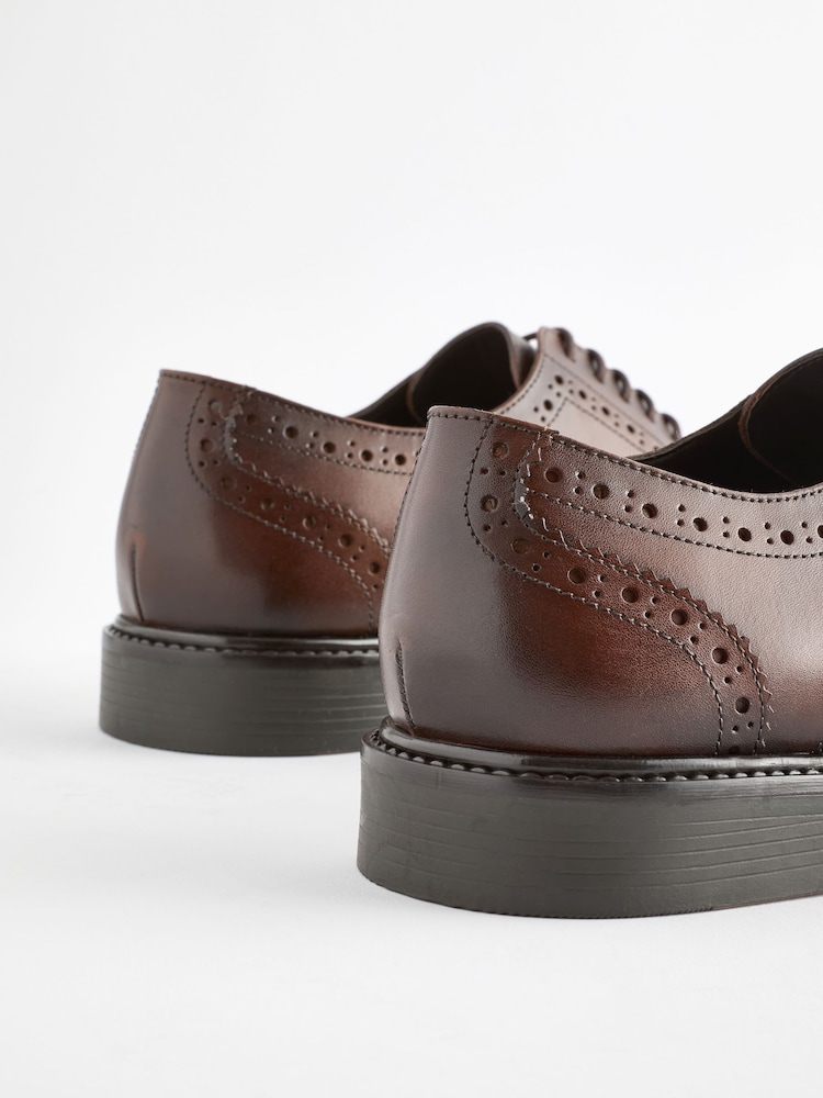 Brown Standard Fit Leather Derby Brogues - Image 4 of 7