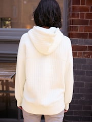 Ecru Creme - Gesteppter, gewaschener Hoodie - Bild 3 von 7