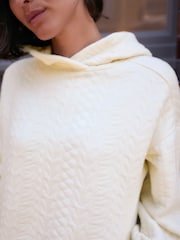 Ecru Creme - Gesteppter, gewaschener Hoodie - Bild 4 von 7