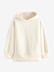 Ecru Creme - Gesteppter, gewaschener Hoodie - Bild 5 von 7