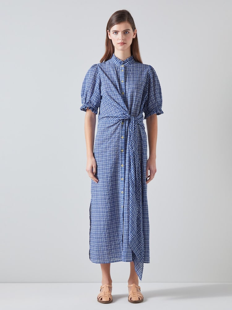 LK Bennett Soleil Seersucker Check Cotton Rich Dress - Image 1 of 3 LK Bennett Soleil Seersucker Check Cotton Rich Dress - Image 1 of 3