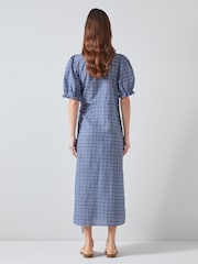 LK Bennett Soleil Seersucker Check Cotton Rich Dress - Image 2 of 3
