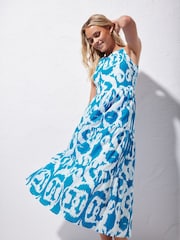 PixieGirl Petite Blue 100% Cotton Tiered Maxi Dress - Image 1 of 6