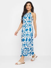 PixieGirl Petite Blue 100% Cotton Tiered Maxi Dress - Image 2 of 6