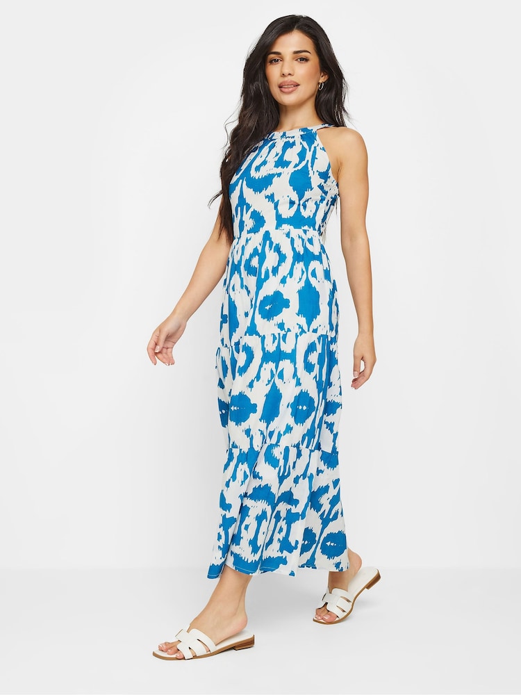 PixieGirl Petite Blue 100% Cotton Tiered Maxi Dress - Image 2 of 6