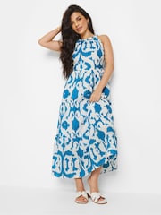 PixieGirl Petite Blue 100% Cotton Tiered Maxi Dress - Image 3 of 6