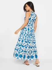 PixieGirl Petite Blue 100% Cotton Tiered Maxi Dress - Image 4 of 6