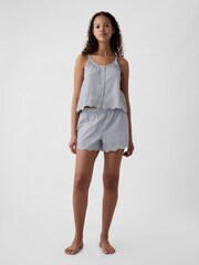 Grau - Pyjama-Shorts aus Popeline mit Gap Ösen - Bild 3 von 4