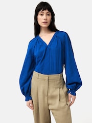 Jigsaw Textured Cotton V-Neck Top - Image 2 of 7