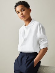Reiss White Ruban 13-14 yrs Linen Cutaway Collar Shirt - Image 3 of 4