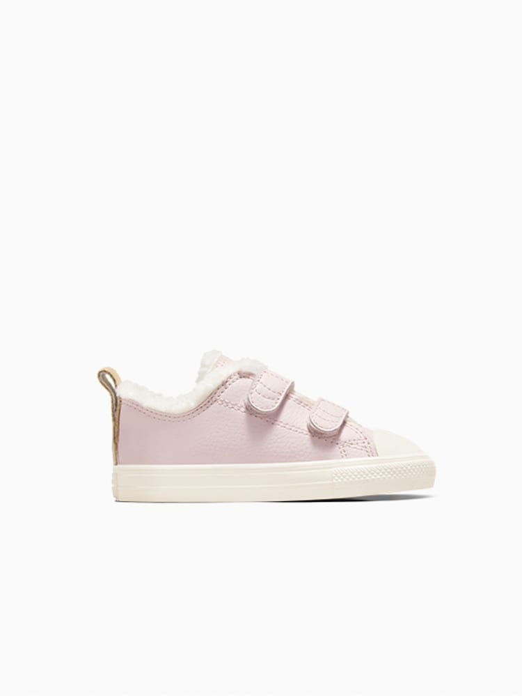 Converse Pink Chuck Taylor Leather Fleece Line 2V Infant Trainers - Image 1 of 5