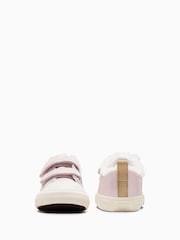 Converse Pink Chuck Taylor Leather Fleece Line 2V Infant Trainers - Image 2 of 5