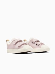 Converse Pink Chuck Taylor Leather Fleece Line 2V Infant Trainers - Image 4 of 5