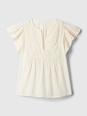 Gap Cream Crinkle Gauze Embroidered Cropped Shirt - Image 5 of 5
